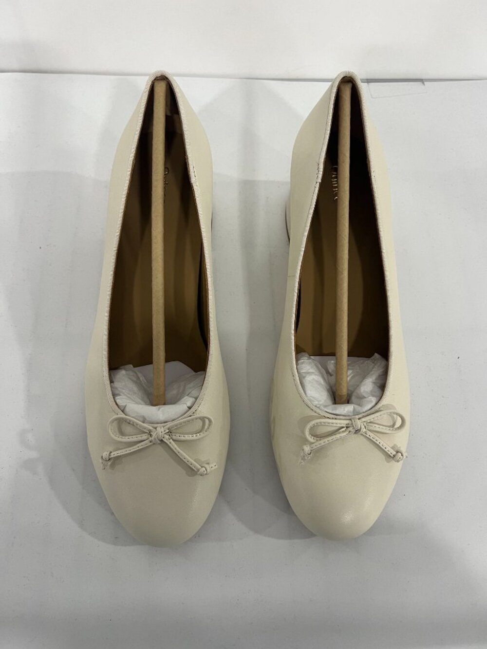 Italian Leather Ballet Block Heel Pump - Bone